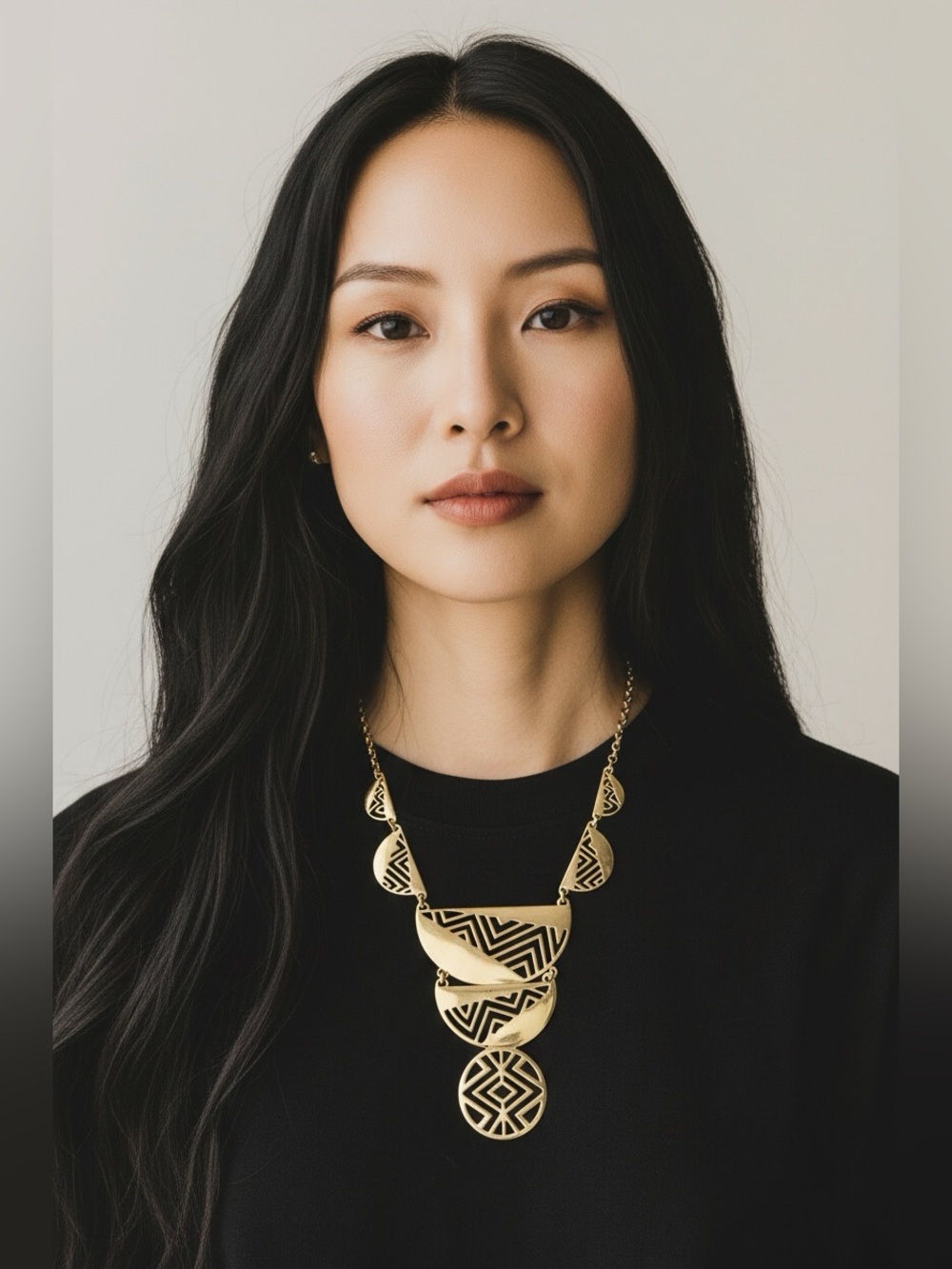 🫶🏻 SHA Signed Vintage Gold Geometric Statement Necklace